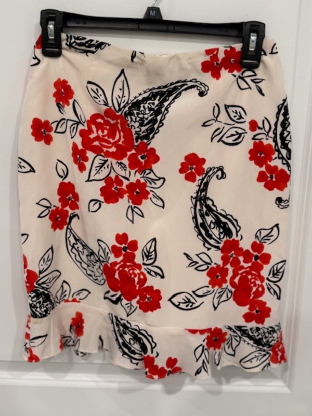 David Meister Silk Skirt With a Floral Paisley Print